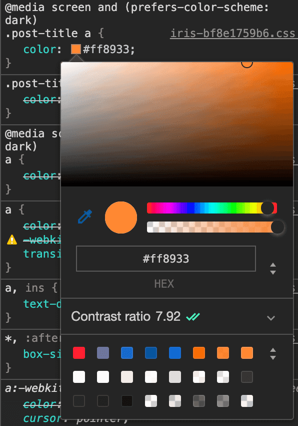 Chrome Devtools css color